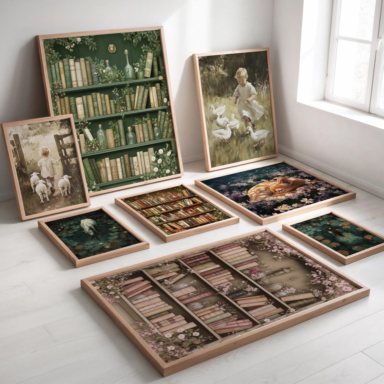 【美品】Sakura Villa 高級インテリア 洋書 アート本 Rustic Spring Wall Art Vintage Bookshelf Print Sakura Farmhouse