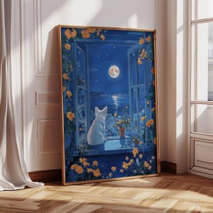 Arte de pared de bulldog francés blanco mirando por una ventana abierta, obra conmemorativa de bulldog francés color crema, recuerdo de la pérdida de un bulldog francés, regalo conmemorativo de un bulldog francés