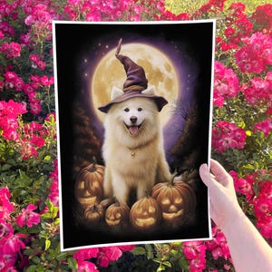 Decorazione murale Samoiedo, decorazioni per Halloween Samoiedo, decorazioni spettrali per la casa nella stagione autunnale, articoli per la casa autunnali, regalo per la mamma del cane Samoiedo, regalo per il papà Samoiedo