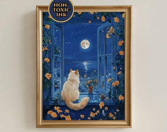 Cream Point Ragdoll Cat Memorial Artwork Flame Red Ragdoll Cat With Blue Eyes Sit At Window Wall Art Cute Ragdoll Mom Gift Personalized Name