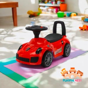 乗用電動車 子供用、おもちゃ、車のおもちゃ、子供用誕生日プレゼント用の屋外用押し車、滑らかな表面のスライド式乗用車、ベビーウォーカー