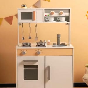 Set di giocattoli da cucina, cucina per bambini, cucina in legno, giocattoli in legno per bambini, giocattolo in legno Montessori per bambini, giocattoli educativi in legno per bambini, adesivi