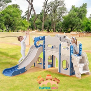 Indoor Plastic Play House with Slide for Kids, Playground Equipment, Kindergarten Castle