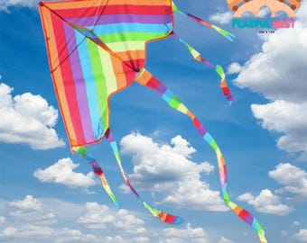 Fly Colorful Rainbow Kite Outdoor Games Fun Sports Beach Kids Children Outdoor Toys Kites