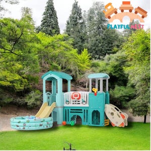 Indoor Plastic Play House with Slide for Kids, Playground Equipment, Kindergarten Castle