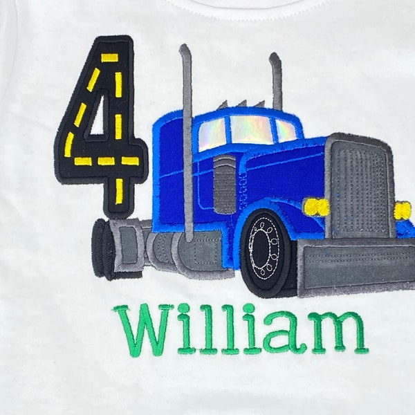 ANY Age ANY Size Semi-truck Birthday Shirt, Blue Semi Birthday Party, Boys Truck Birthday