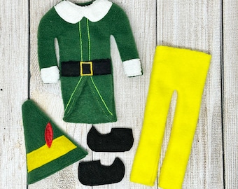 Elfenmantel Hut Hose Schuhe, Elfen Weihnachtsoutfit, Puppenkleidung, Weihnachtself, Elfen Requisiten