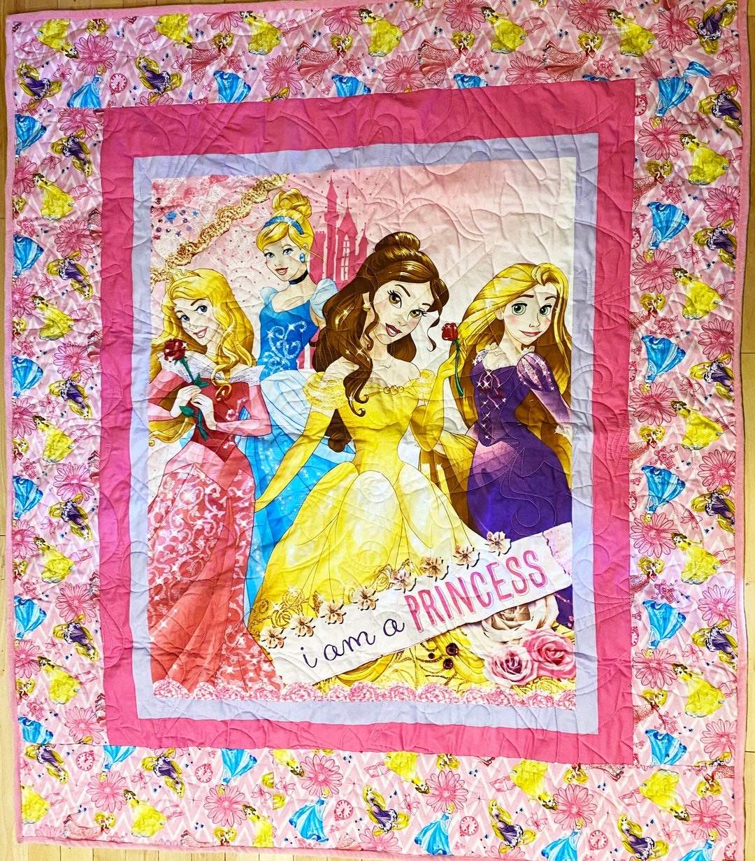 Princess Lap Quilt 48 X 56, Princess Toddler Bed Quilt, Girls Quilt