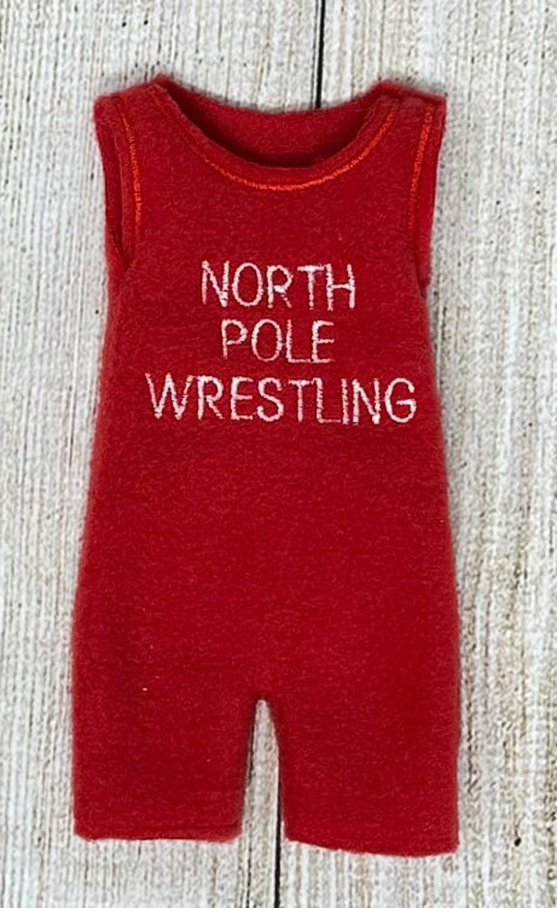 Wrestling Singlet Elf Doll Sweater, Elf Clothing, Christmas Elf, Elf Props Red Singlet