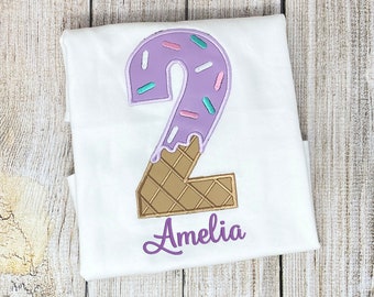 ANY Age ANY Size Ice Cream Shirt, Girls Ice Cream Party, 2nd Birthday Party, Smash Cake Shirt
