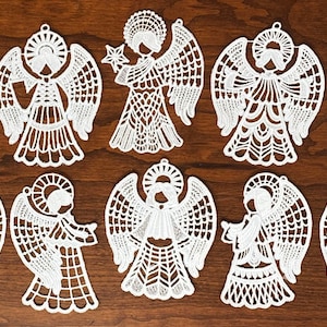 FSL Angel Collection #2 - Set van 10, geborduurde engelornamenten, engelboomversieringen, engelcadeaus