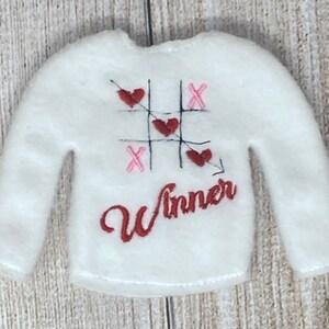 X and O Elf Doll Sweater, Game Elf Clothing, Valentine Heart Elf Sweater, Elf Clothing, Elf Props