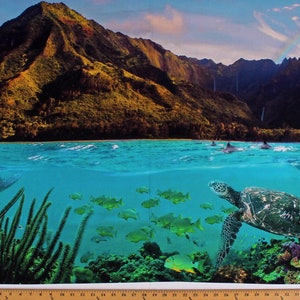 Schildkröten-Stoffpanel 29 &quot;x 44&quot;, Schildkröten-Ozean-Seefisch, Quilten Baumwollstoff-Panel
