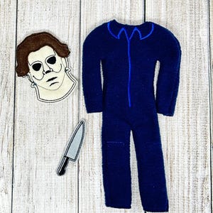 Máscara de mono y cuchillo, disfraz de elfo, ropa de muñeca, elfo de Navidad, accesorios de elfo, conjunto de disfraces de 3 piezas