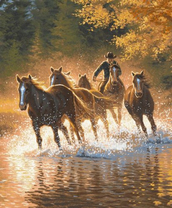 Pferde Stoff Panel 43