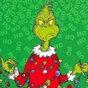 Grinch Panel 24&quot;x44&quot;, How the Grinch Stole Christmas, 100% Quilt Shop Cotton, Fabric by the Yard, Robert Kaufman