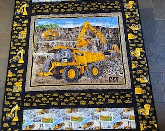 Edredón de regazo de tamaño doble para maquinaria de construcción CAT Equipment, edredón pesado para equipo Caterpillar, 59" x 82"