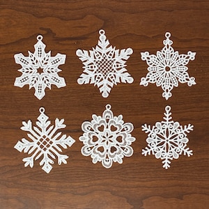 FSL Lace Ornaments - Set of 6, Collection #1 Christmas Ornaments, Embroidered Lace Ornaments, Tree Ornaments, Gift Ornaments