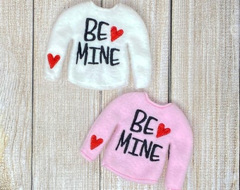 Be Mine Valentine's Elf Doll Sweater, Elf Clothing, Elf Props