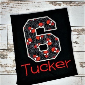 6. Geburtstag Spinnen Shirt | Spider Geburtstagsshirt | SuperheldEn Geburtstagsshirt | Besticktes Spider Shirt | Geburtstag Junge Shirt