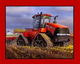 RARE Quad Case IH fabric panel, 45&quot; x 36&quot;,  Red Tractor fabric, Case IH quilting panel