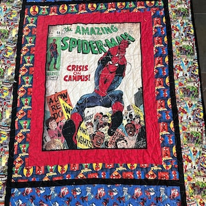 Superhero Lap Twin Quilt 59 "x 80", Comic Geburtstag Superheld Quilt, Geschenk Superheld Quilt