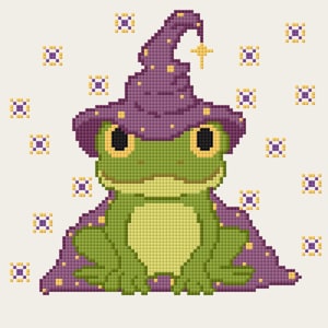 Frog Wizard Cross Stitch Pattern
