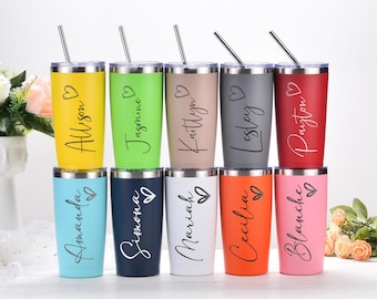 Personalized 20oz Vacation Tumbler,Beach Tumbler, Stainless Steel Name Mug, Laser Engraved Tumbler Custom Travel Mug, Girls trip gifts