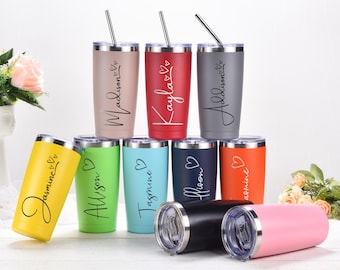 Personalized Birth Flower 20oz Tumbler, Laser Engraved Tumbler, Stainless Steel Mug, Insulated Tumbler, Birth Flower Tumbler