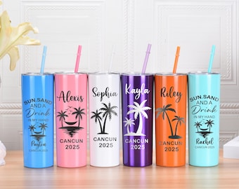 Personalized Vacation Tumbler: Custom Name Stainless Steel Travel Cup