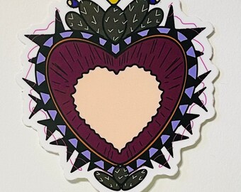 Maroon Heart with Cacti Vinyl Stickers