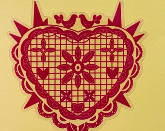 Papel Picado Glossy Heart Sticker