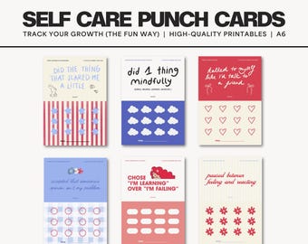 Self Care Punch Cards Printable | Mental Health Tracker | Habits A6 Digital Download