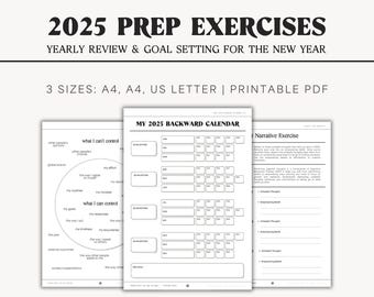 Yearly Reflection & 2025 Goal Planner | Printable Worksheets and Exercises for Intention-Setting and Personal Development