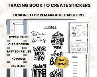 Tracing Book for reMarkable Paper Pro: Shapes, Quotes, Stickers (Hyperlinked PDF)