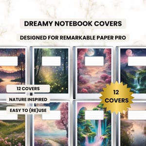 Notebook Cover for reMarkable Paper Pro tablet - dreamy cover bundle for e-ink tablet templates - Notebook for reMarkable color - diary pdf