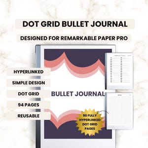 Dot Grid Bullet Journal for reMarkable Paper Pro color - planner templates - hyperlinked pdf - digital notebook for  meeting notes - diary