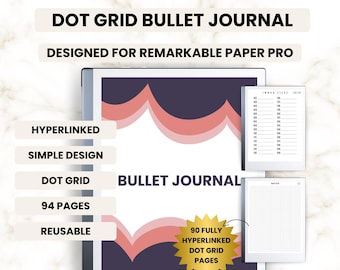 Dot Grid Bullet Journal voor reMarkable Paper Pro colour - plannersjablonen - pdf met hyperlinks - digitaal notitieboek voor vergadernotities - dagboek