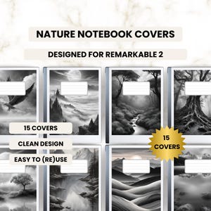 Nature Notebook Covers: Grayscale Designs (PDF) for reMarkable 2