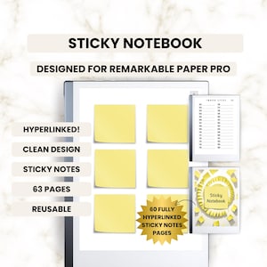 Sticky Notes for reMarkable Paper Pro | Hyperlinked PDF | Sticky Notebook | Meeting Notes Bundle | Planner Post It Template | E-Ink tablet