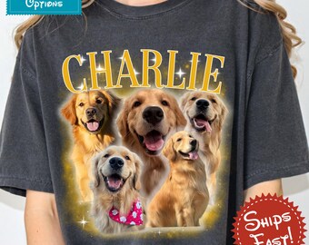 Custom Comfort Colors Vintage Bootleg Pet Shirt Pet Photo + Name Custom Dog Portrait Personalized Shirt Custom T Shirts Cat Shirt 90's Tee