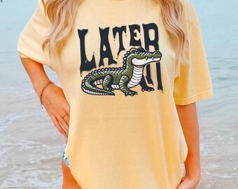 Later Gator Vintage 90s Y2K Baby Tee, Graphic Alligator Print, Retro Style Cropped T-Shirt, Funky Fashion Statement Shirt, Trendy Apparel
