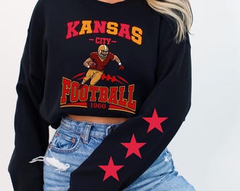 Kansas City Football Sweatshirt, Vintage Game Day Crewneck, Taylor Inspired Shirt, Trendy Kansas Fan Gift, KC Football Sweater
