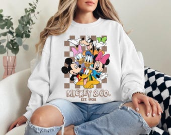Vintage Mickey & Co 1928 Crewneck, Mickey And Friends Sweatshirt, Retro Disneyland Sweater, Disney Family Gift, Disneyworld Sweatshirt