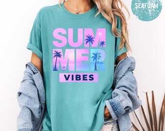 Camiseta Summer Vibes, camisetas playeras de moda, Coconut Girl, camisetas de verano lindas, camisetas con gráficos TS de moda, camisetas de colores cómodos