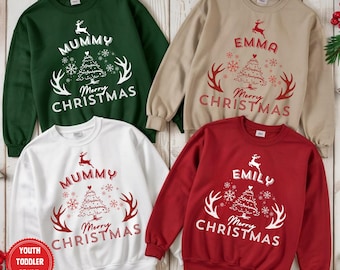 Personalised Family Christmas Jumper – Mummy Daddy Baby Matching Sweatshirt