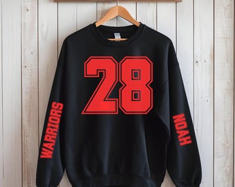 Custom number sweatshirt Front and Back, football mama sweater, sports number, personalized game day, custom name, football high school team
