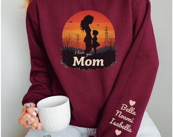Personalized Mama Sweatshirt with Kid Names on Sleeve, Mothers Day Gift, Birthday Gift for Mom, New Mom Gift, Minimalist Cool Mom Sweater