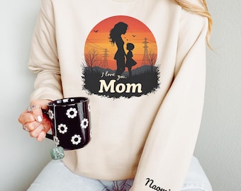 Personalized Mama Sweatshirt with Kid Names on Sleeve, Mothers Day Gift, Birthday Gift for Mom, New Mom Gift, Minimalist Cool Mom Sweater