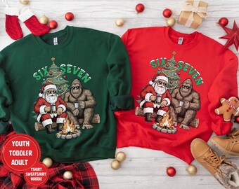 Funny Six Seven 67 Christmas Shirt, Santa Says 67 Meme Sweatshirt, Teen Slang Xmas Crewneck, Kids 67 Shirt, Gen Alpha Gifts